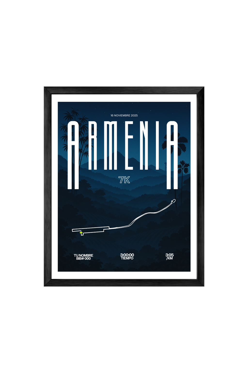 Carrera Nocturna de Armenia – Póster personalizado (15K, 7K, 3,5K)