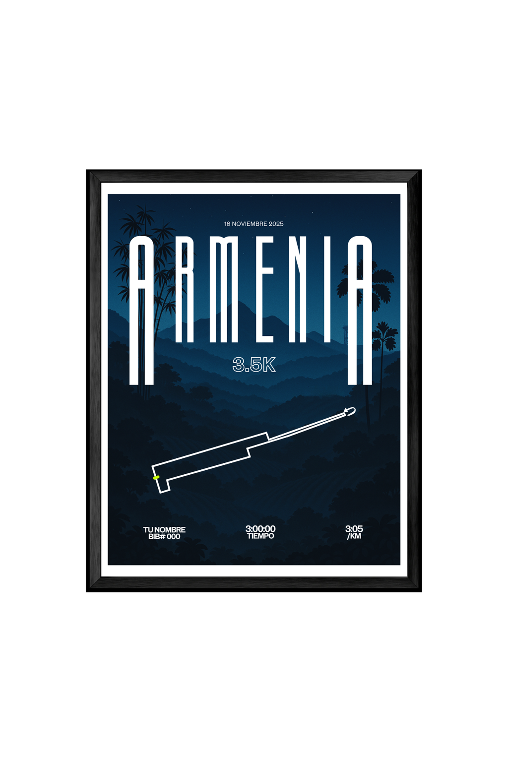 Carrera Nocturna de Armenia – Póster personalizado (15K, 7K, 3,5K)